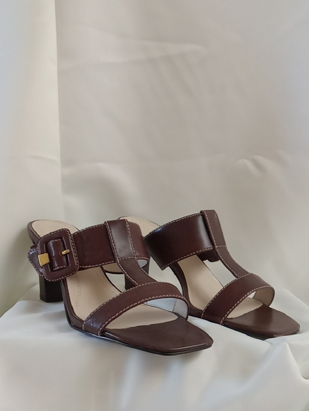 Nickels Brown Leather Slide Mules with Buckle